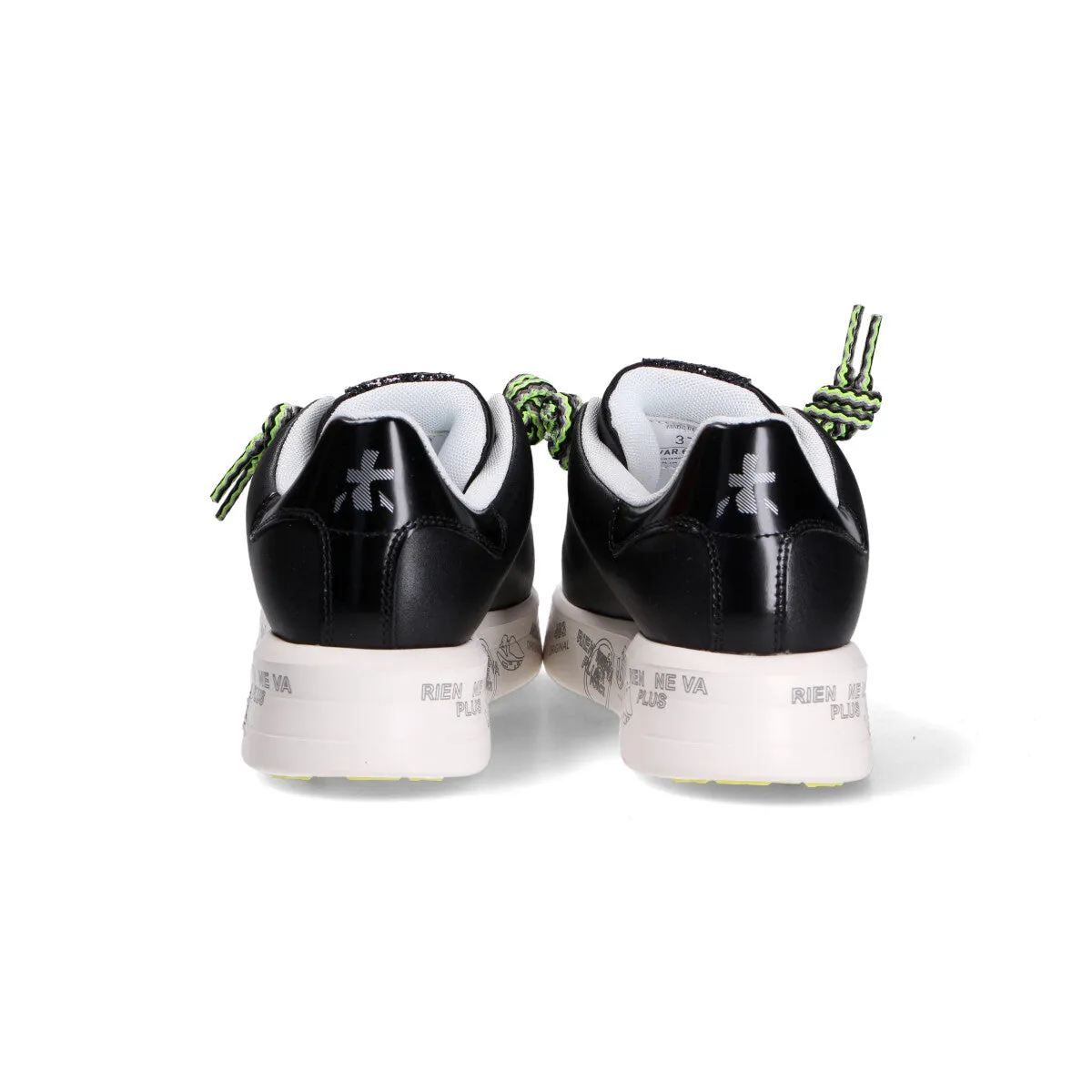 Premiata sneakers belle pelle nera lacci multi