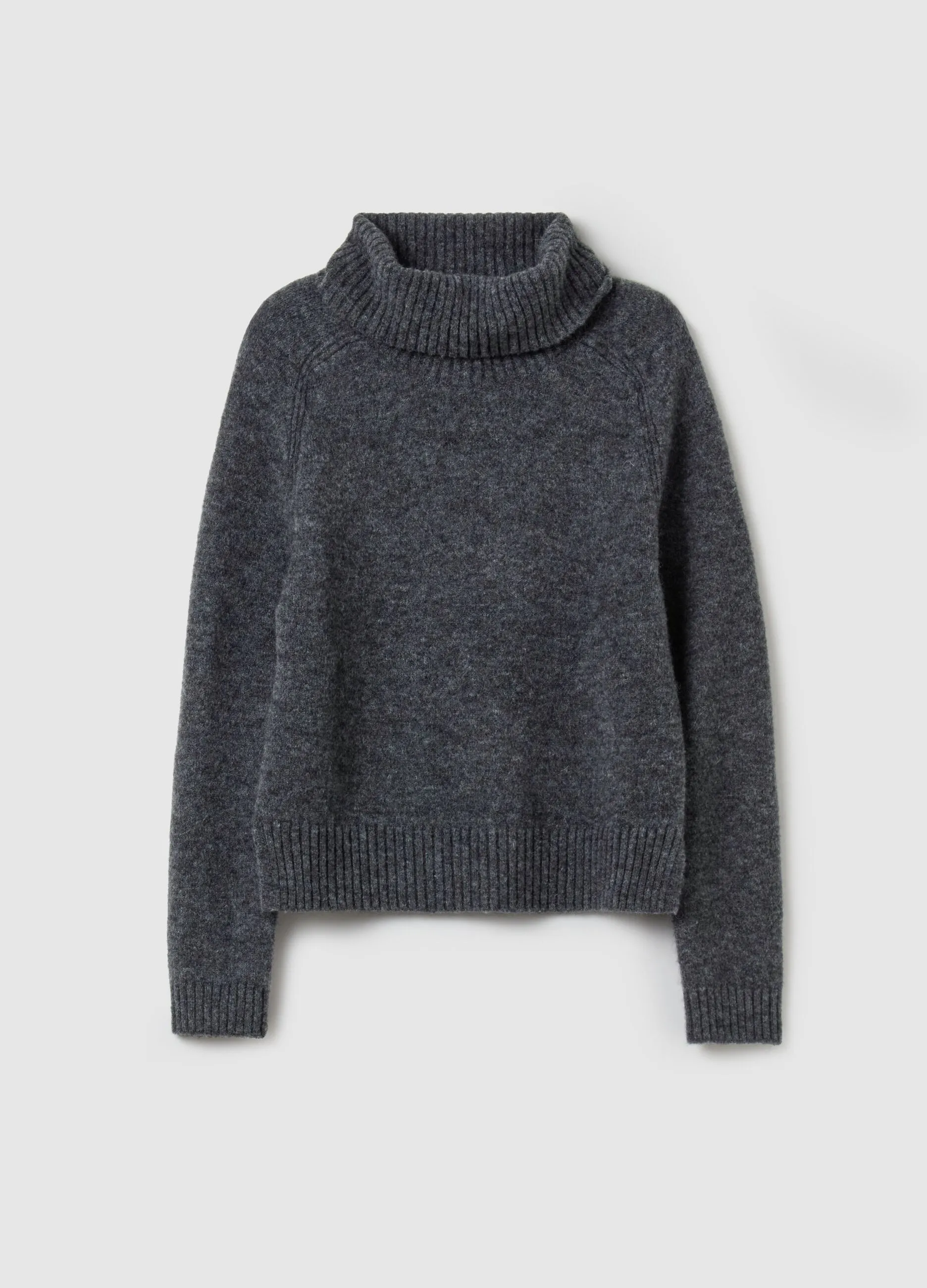 Pullover a collo alto in alpaca e lana