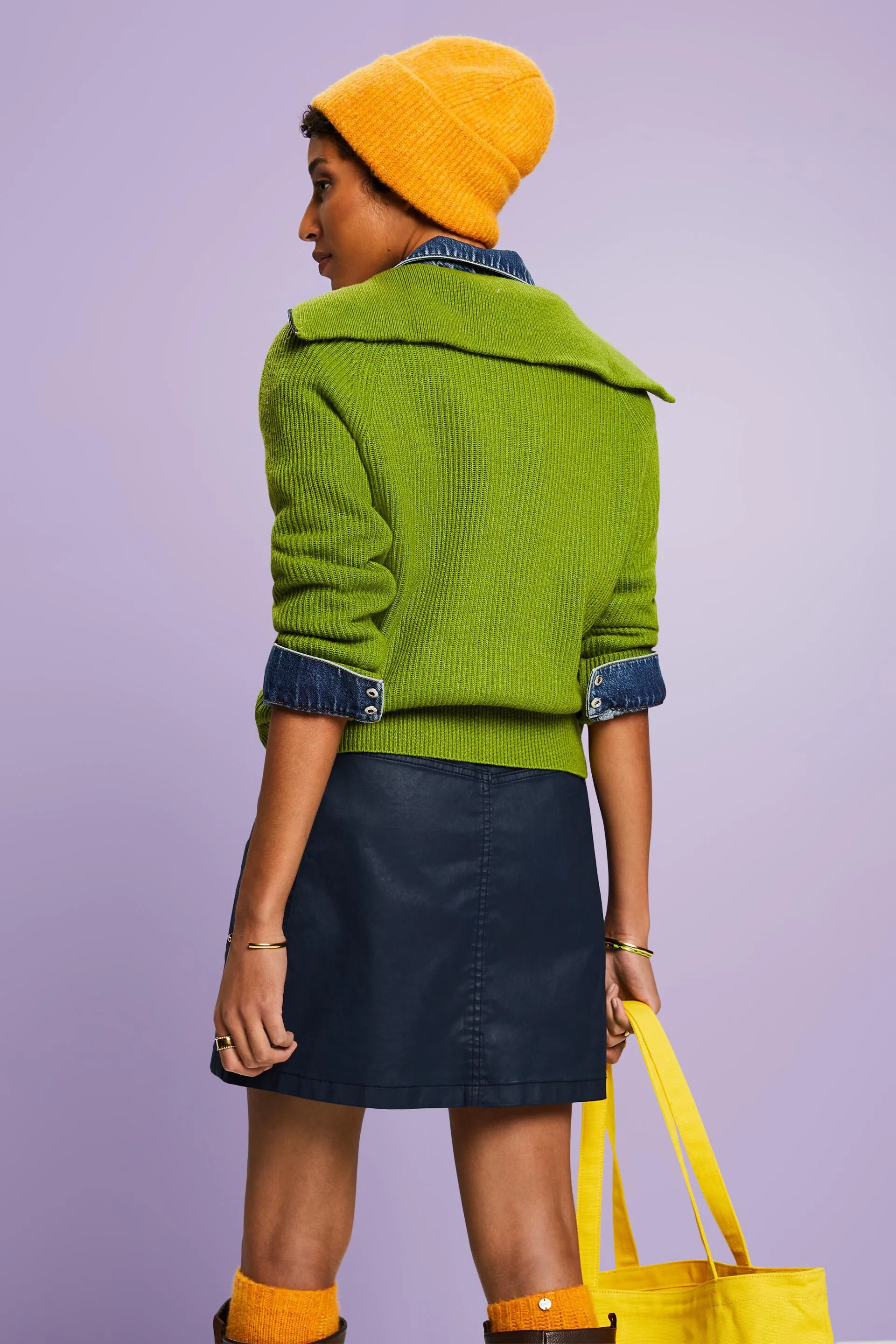 Pullover troyer in maglia a coste misto lana