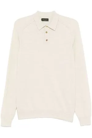 ROBERTO COLLINA Abbigliamento,Polo Polo a maglia in misto lana merino beige chiaro 