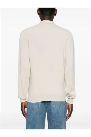 ROBERTO COLLINA Abbigliamento,Polo Polo a maglia in misto lana merino beige chiaro 
