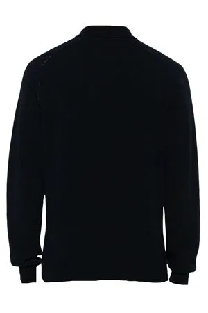 ROBERTO COLLINA Abbigliamento,Polo Polo a maglia in misto lana merino blu navy 
