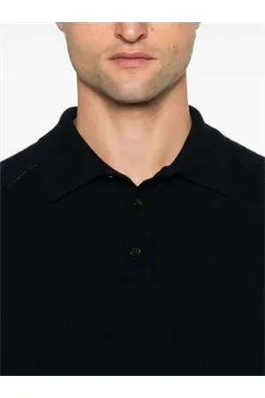 ROBERTO COLLINA Abbigliamento,Polo Polo a maglia in misto lana merino blu navy 