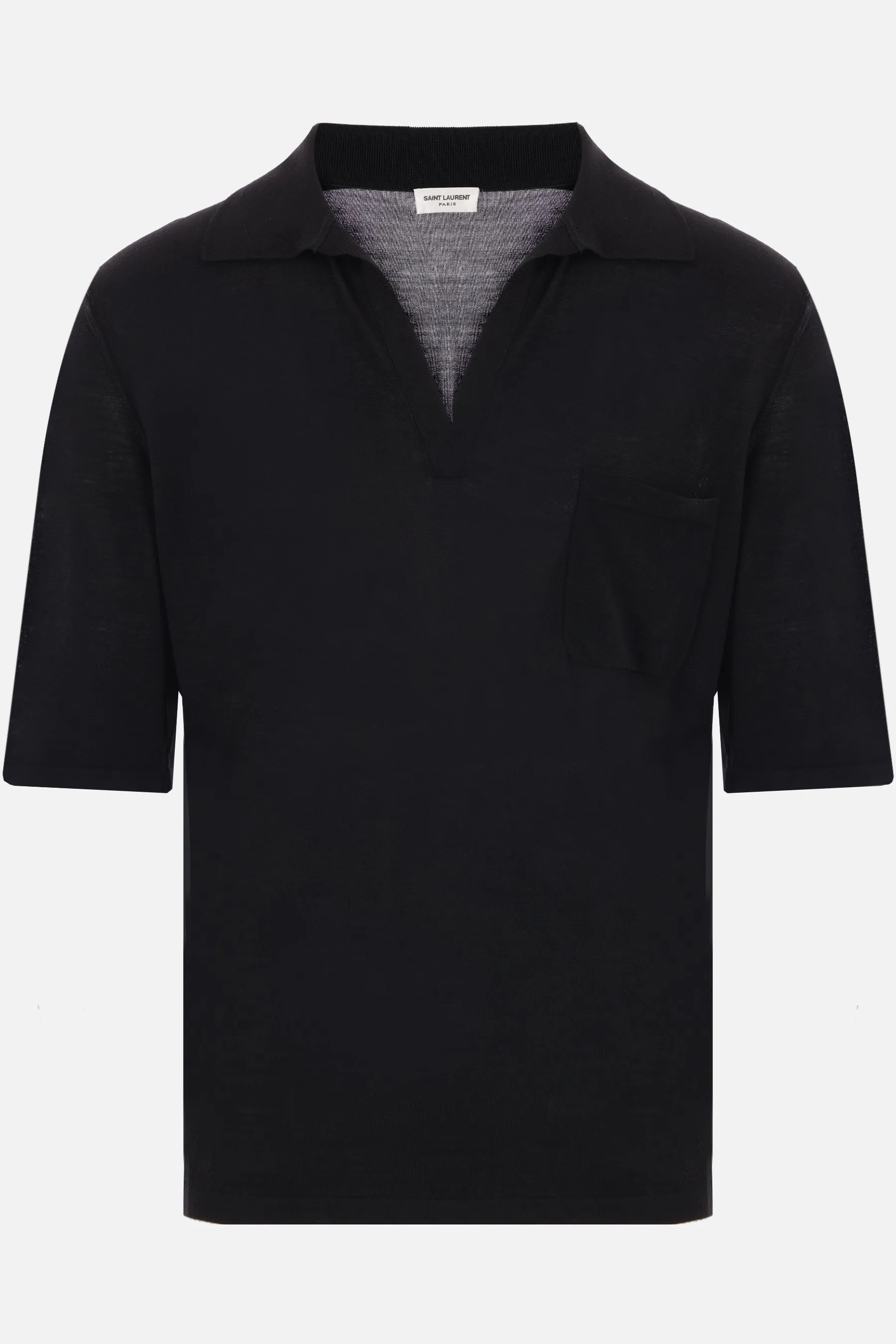 SAINT LAURENT polo in maglia di lana ricamo logo