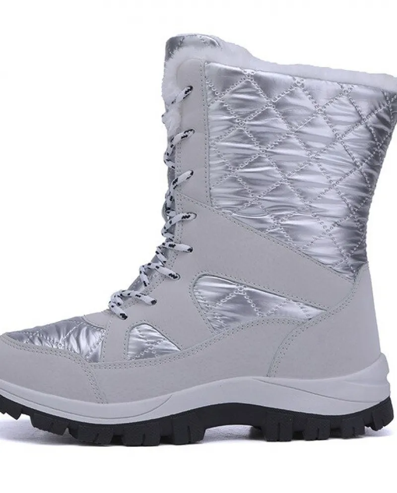 Scarpe con lacci per le donne da passeggio allaperto Comodi stivaletti da neve antiscivolo in peluche Calzature da tenere in ca
