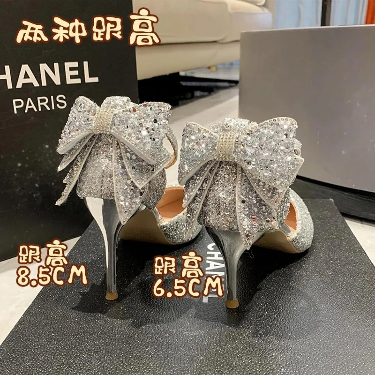 Scarpe da donna Argento Calzature estive da donna Scarpe da sposa con strass Punta a punta Tacco super alto Diamante