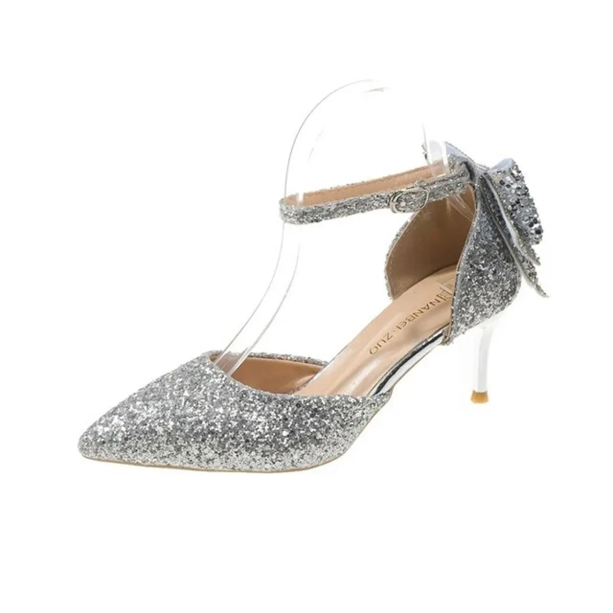 Scarpe da donna Argento Calzature estive da donna Scarpe da sposa con strass Punta a punta Tacco super alto Diamante