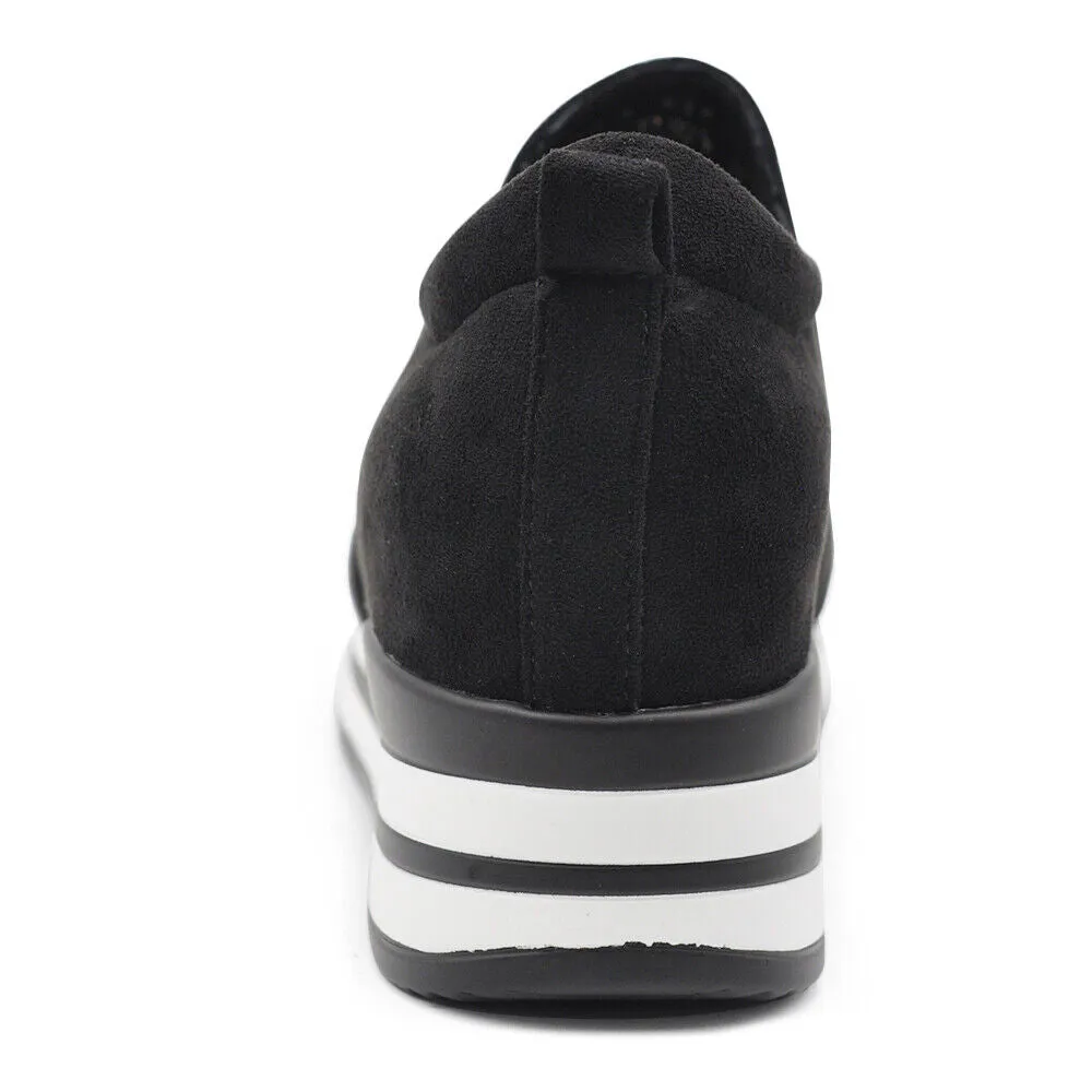 Scarpe Da Ginnastica Sneakers Slip On Da Donna Con Platform Zeppa KL926