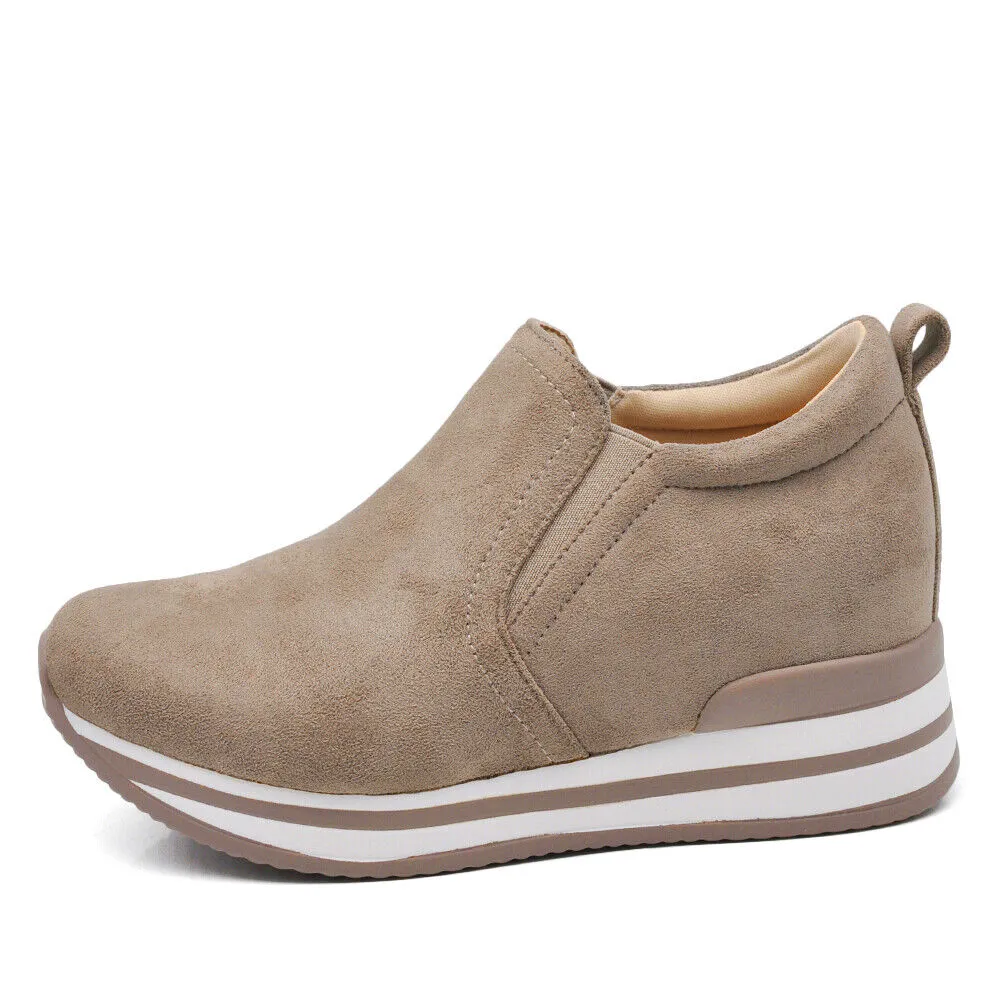 Scarpe Da Ginnastica Sneakers Slip On Da Donna Con Platform Zeppa KL926