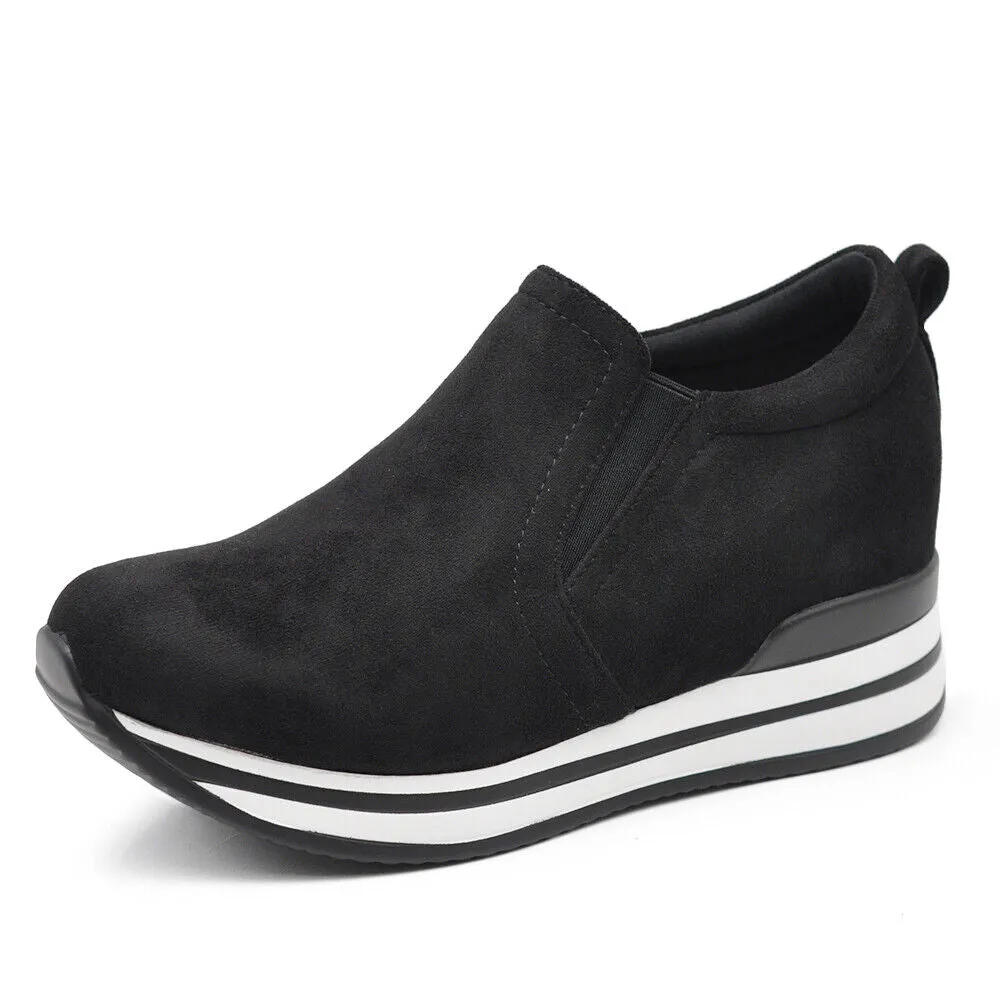 Scarpe Da Ginnastica Sneakers Slip On Da Donna Con Platform Zeppa KL926