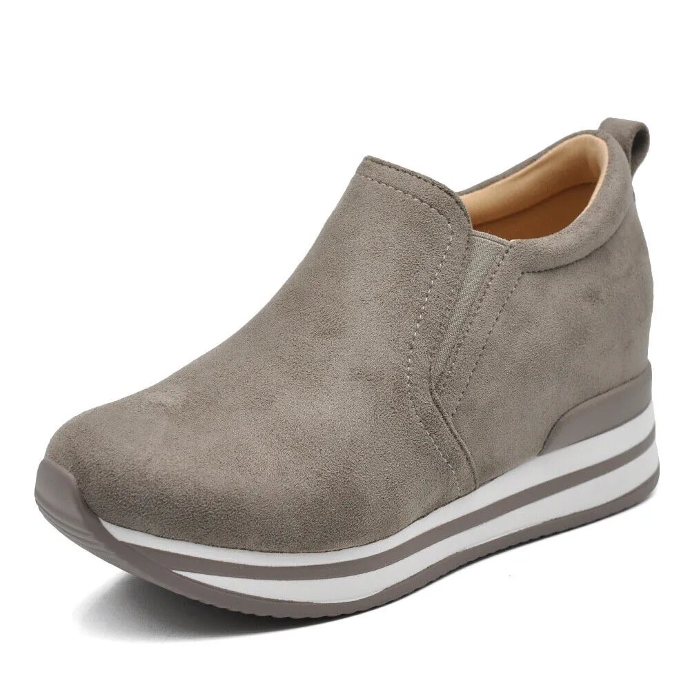 Scarpe Da Ginnastica Sneakers Slip On Da Donna Con Platform Zeppa KL926