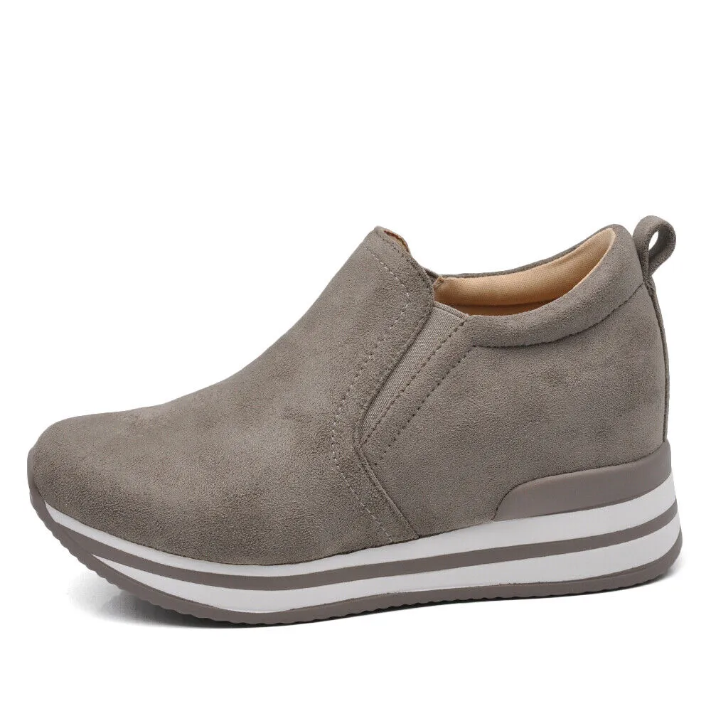 Scarpe Da Ginnastica Sneakers Slip On Da Donna Con Platform Zeppa KL926