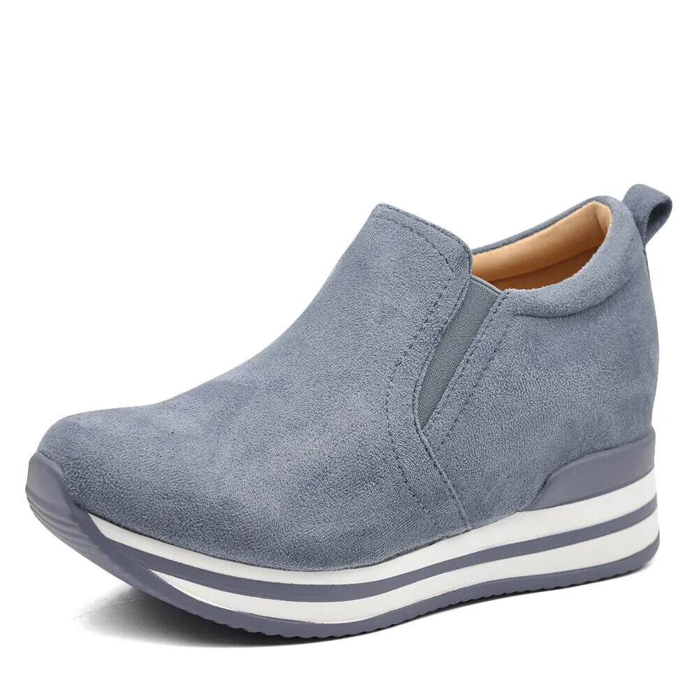 Scarpe Da Ginnastica Sneakers Slip On Da Donna Con Platform Zeppa KL926