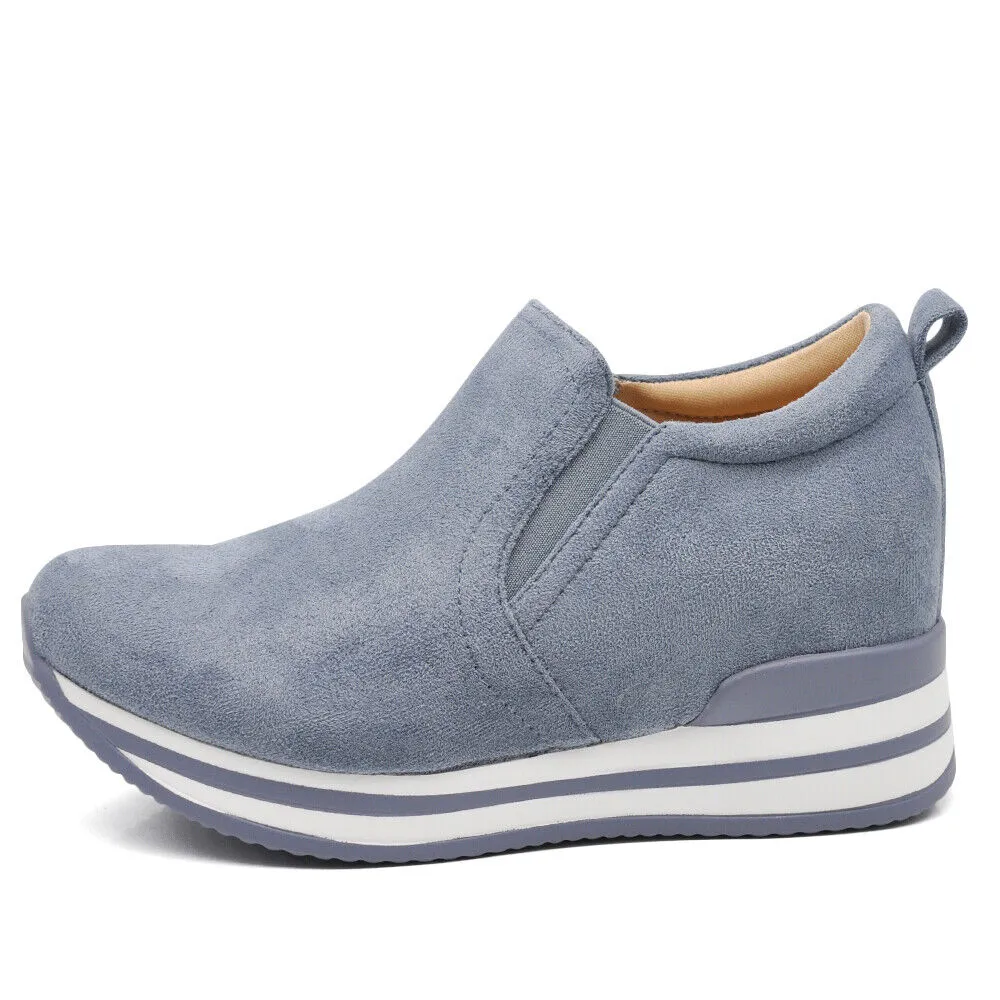 Scarpe Da Ginnastica Sneakers Slip On Da Donna Con Platform Zeppa KL926