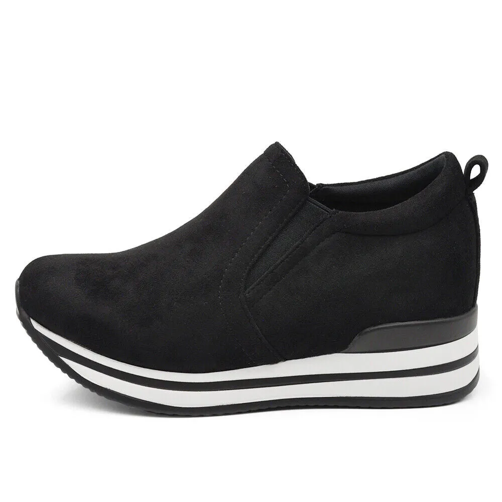 Scarpe Da Ginnastica Sneakers Slip On Da Donna Con Platform Zeppa KL926