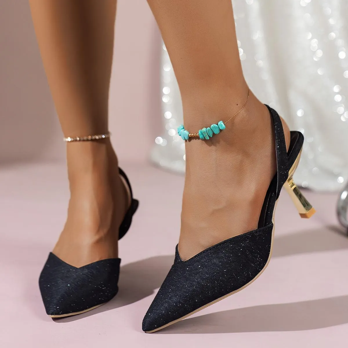 Scarpe Donna Tendenza Alla moda Punta a punta Tacco a spillo Bocca poco profonda Nuovi sandali Estate Elegante pantofola moda ca