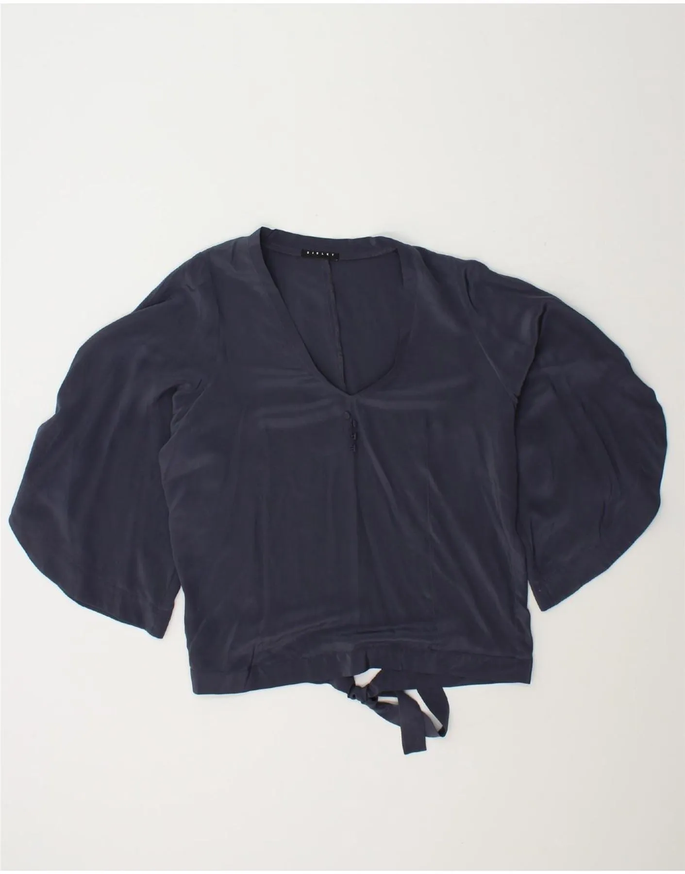 SISLEY Womens 3/4 Sleeve Blouse Top UK 14 Medium Navy Blue
