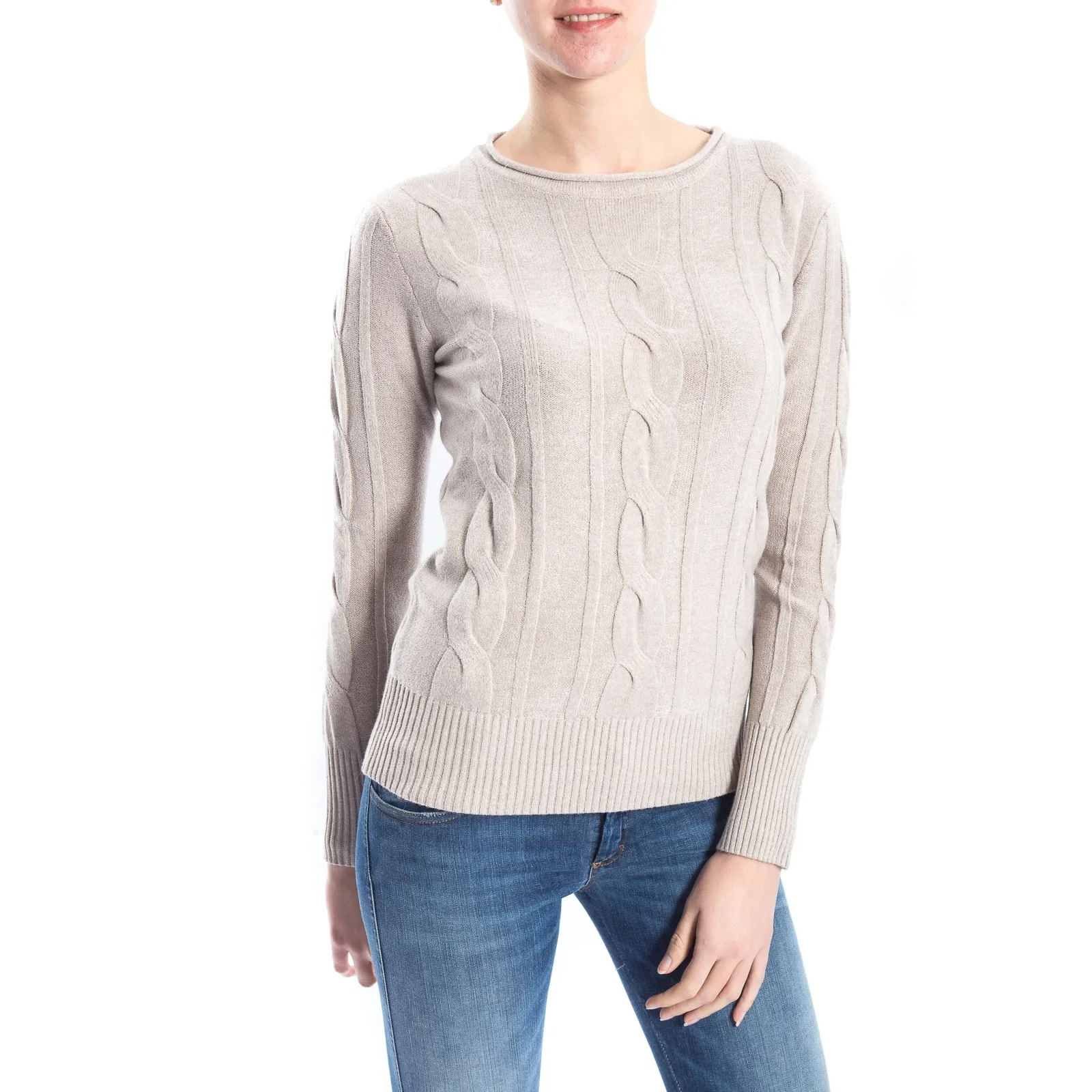 SLIDE OF LIFE Maglia con trecce BEIGE art. ELA16