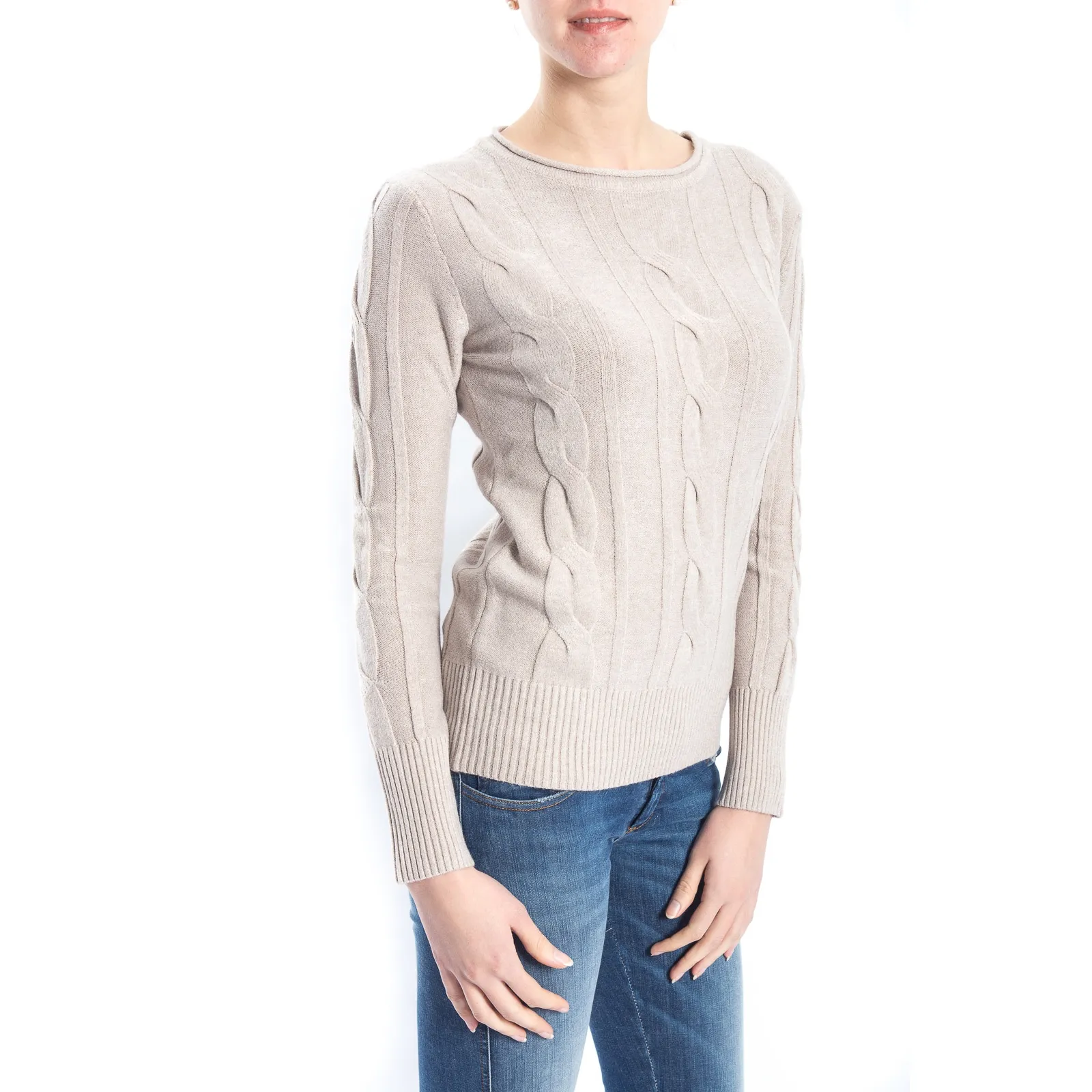 SLIDE OF LIFE Maglia con trecce BEIGE art. ELA16