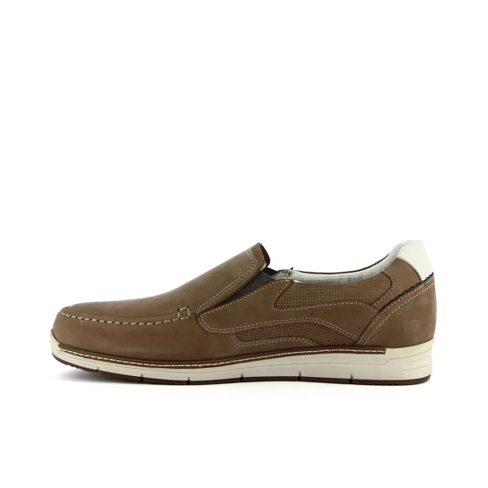Slip-on beige in pelle con cuciture
