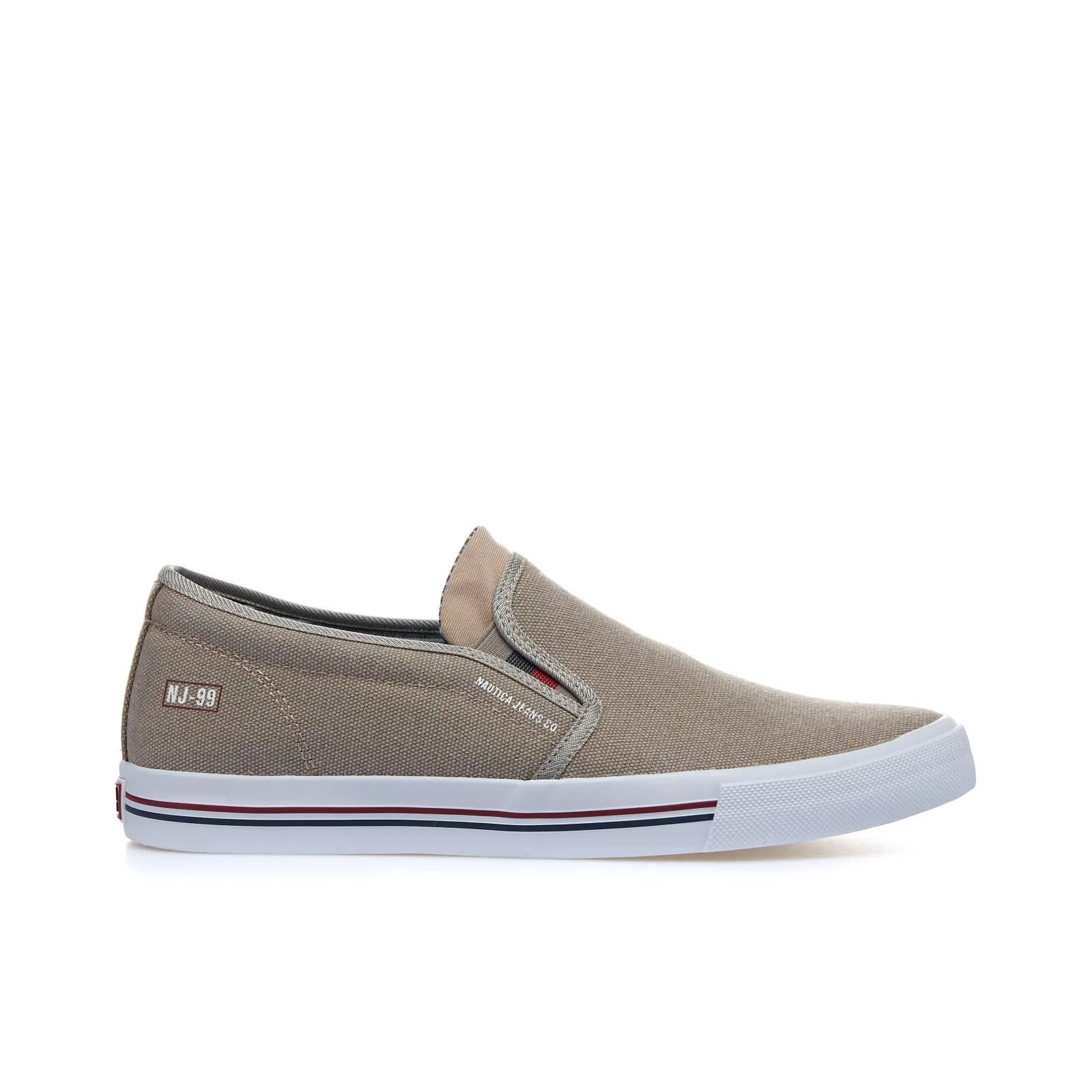 Slip-on beige in tela con cuciture