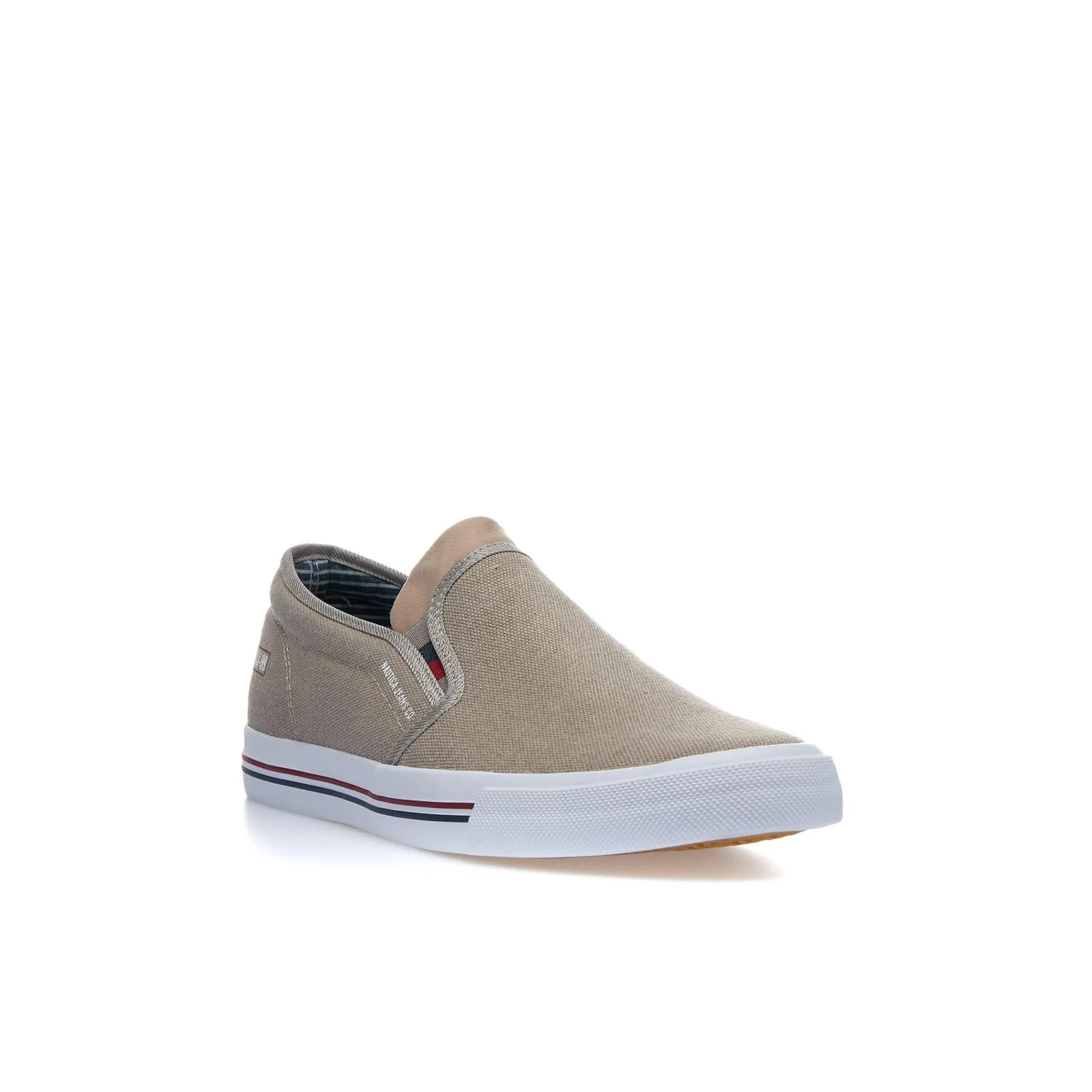 Slip-on beige in tela con cuciture