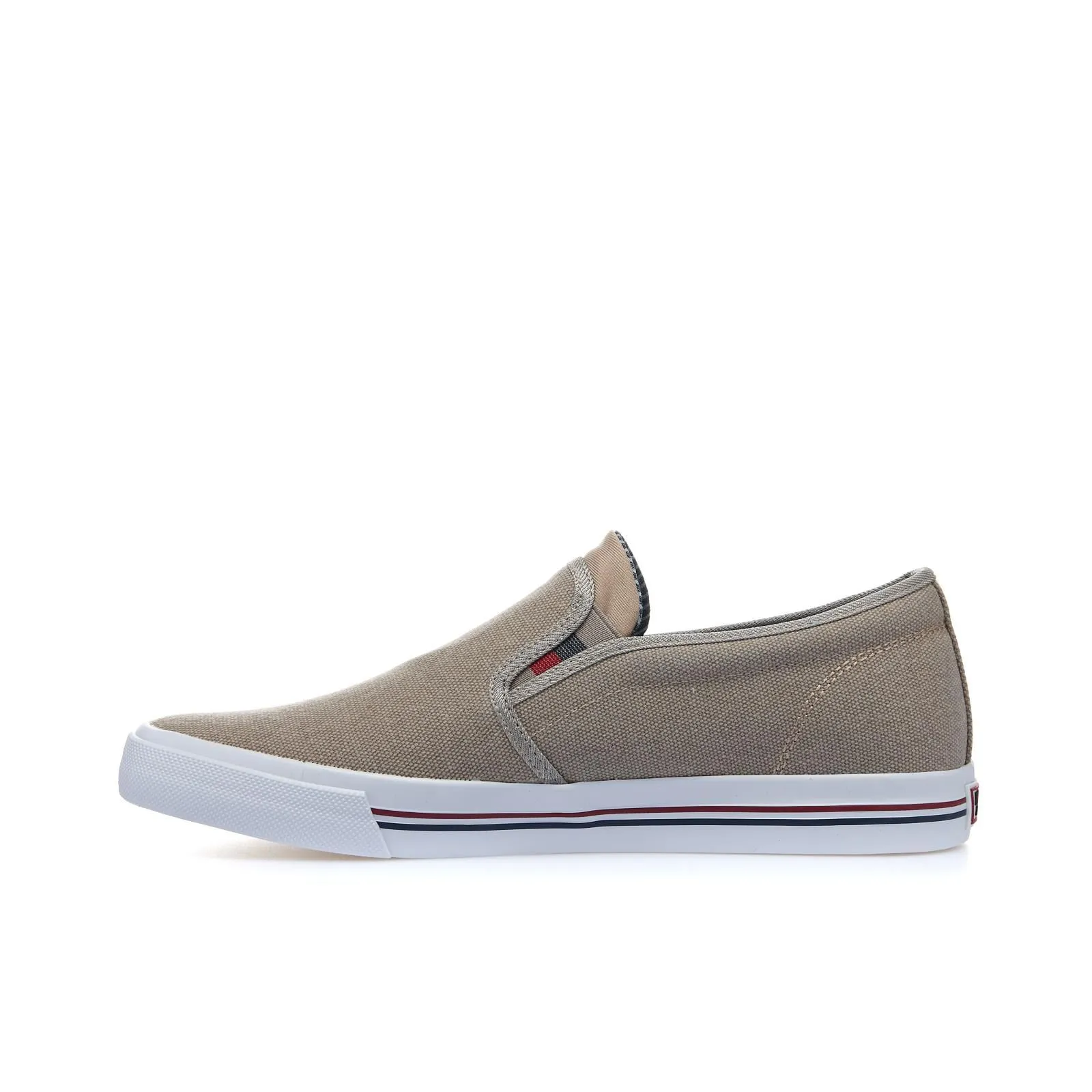 Slip-on beige in tela con cuciture