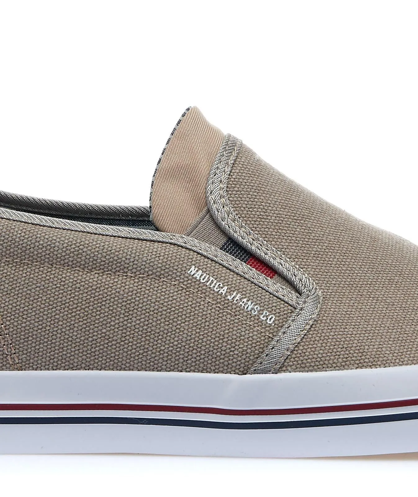 Slip-on beige in tela con cuciture