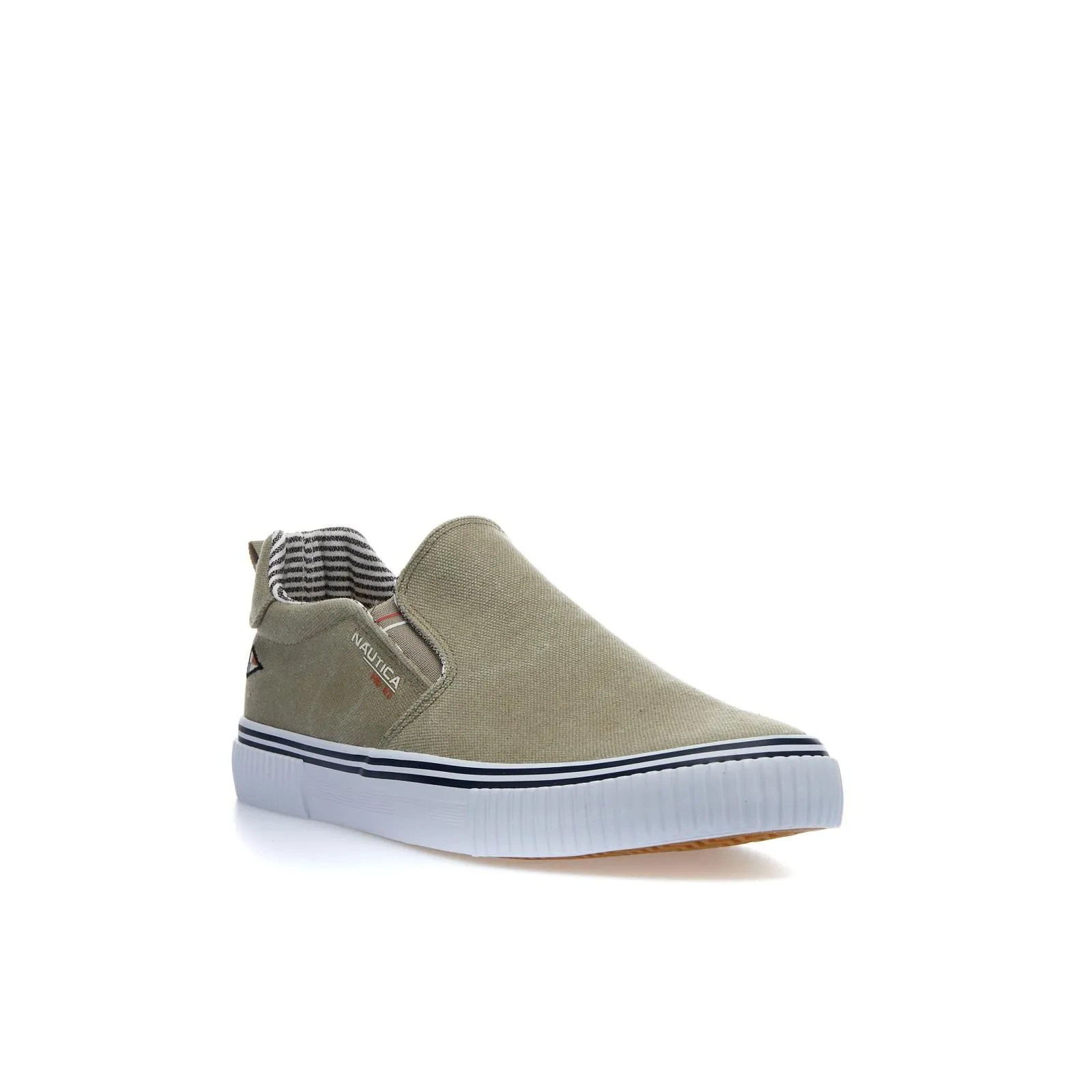Slip-on beige in tela con logo