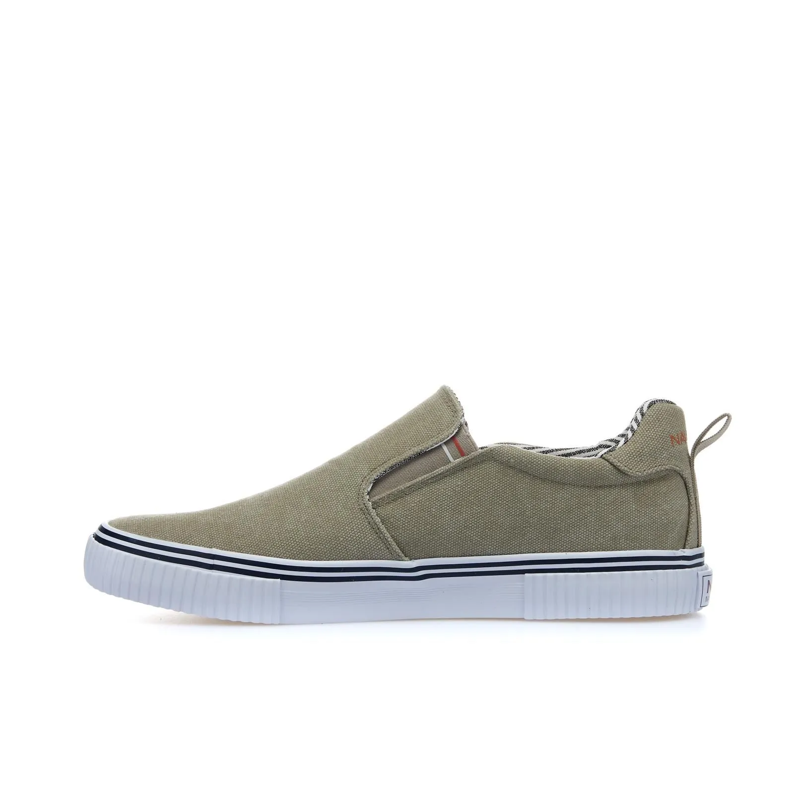 Slip-on beige in tela con logo