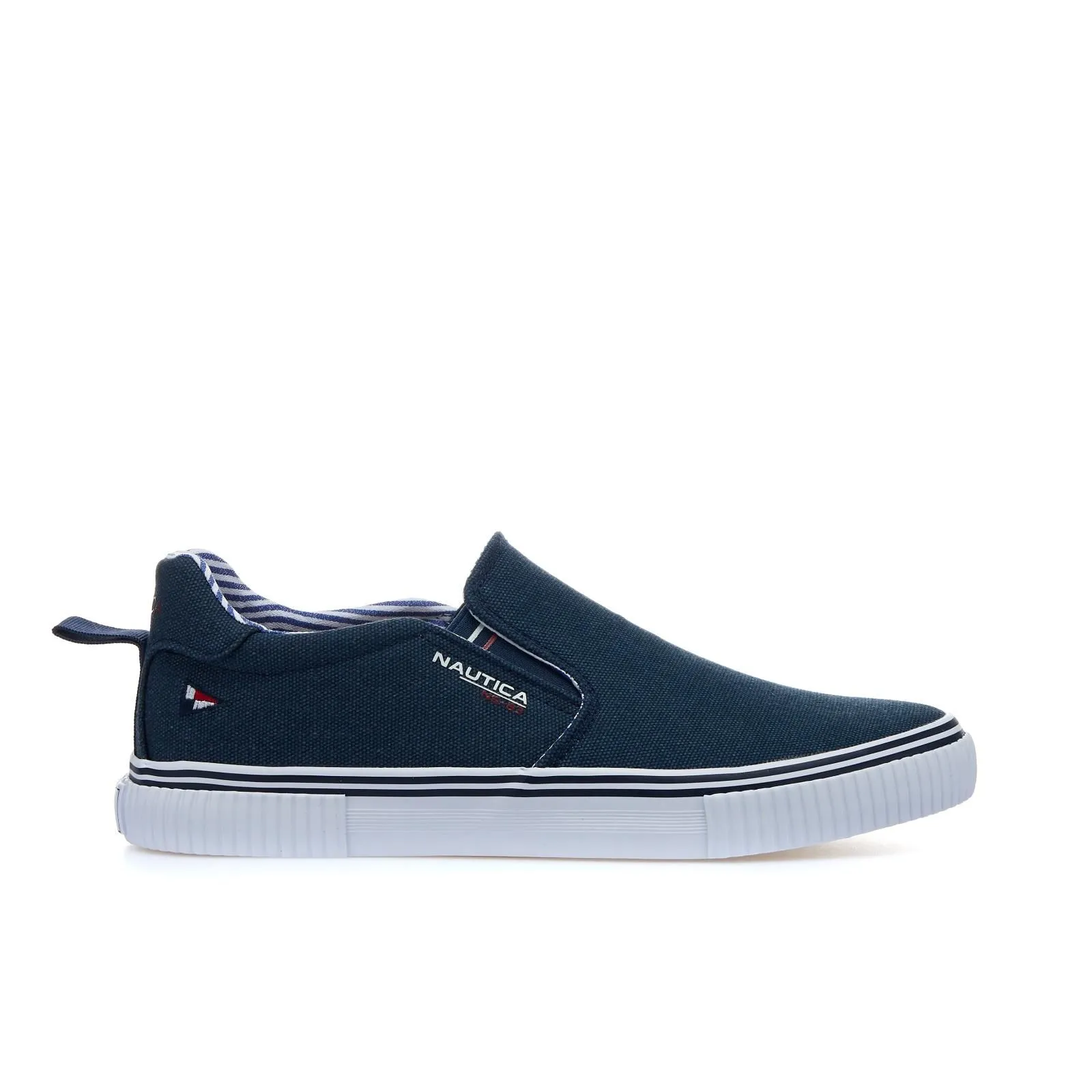 Slip-on blu in tela con logo