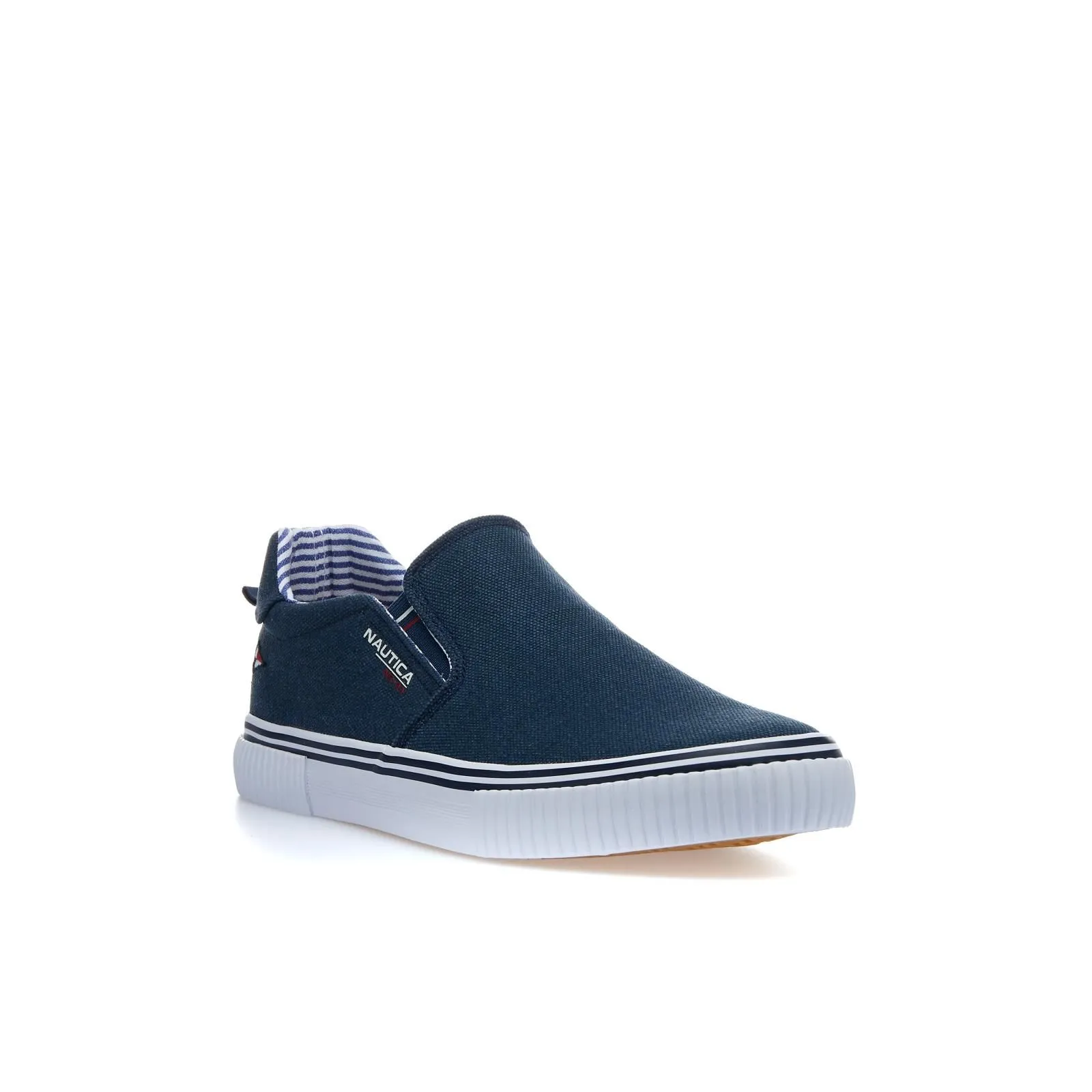 Slip-on blu in tela con logo