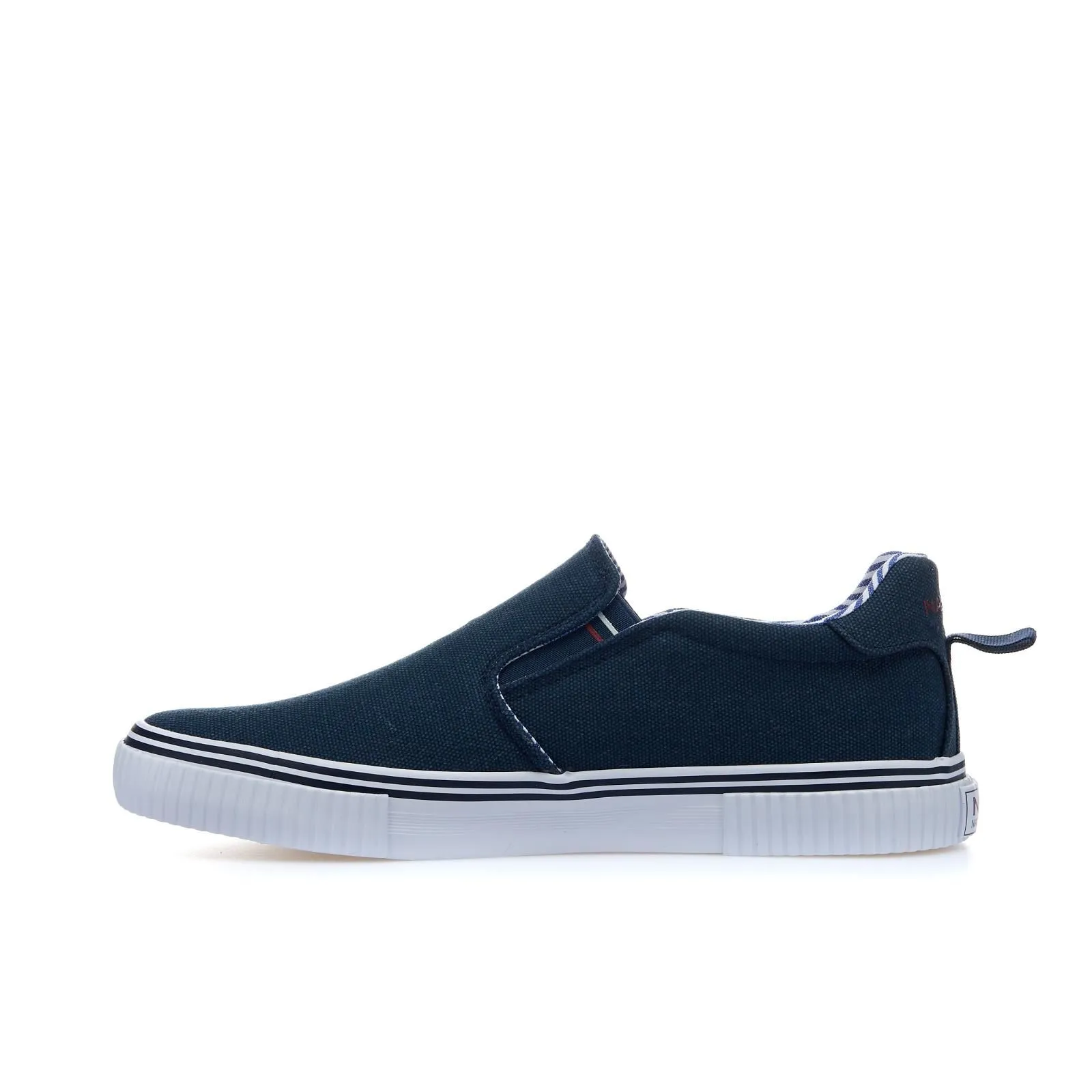 Slip-on blu in tela con logo