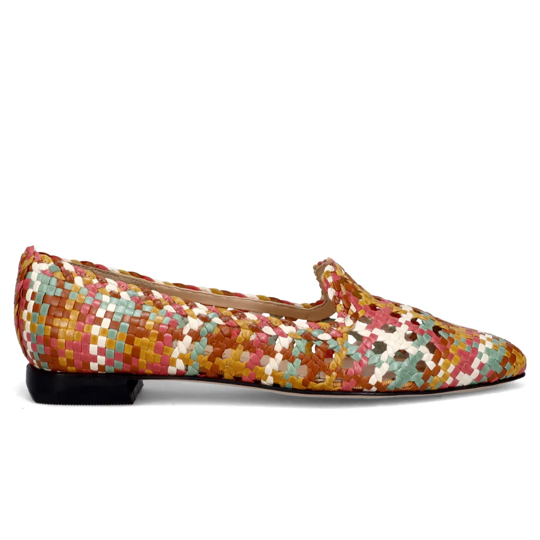 Slip on da donna Brunate in pelle intrecciata multicolor