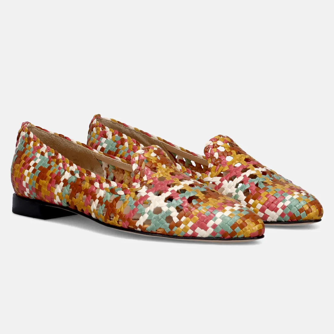 Slip on da donna Brunate in pelle intrecciata multicolor