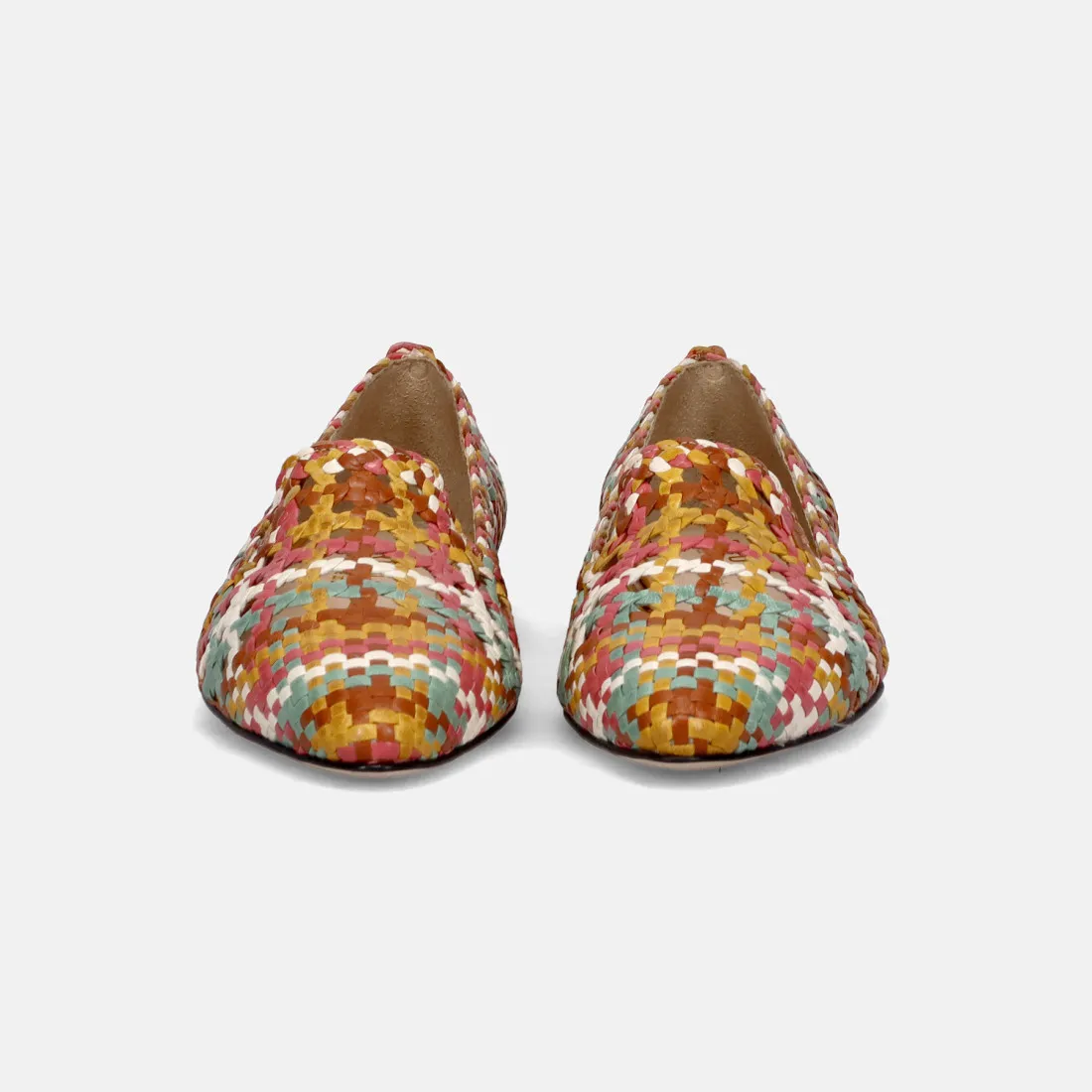 Slip on da donna Brunate in pelle intrecciata multicolor