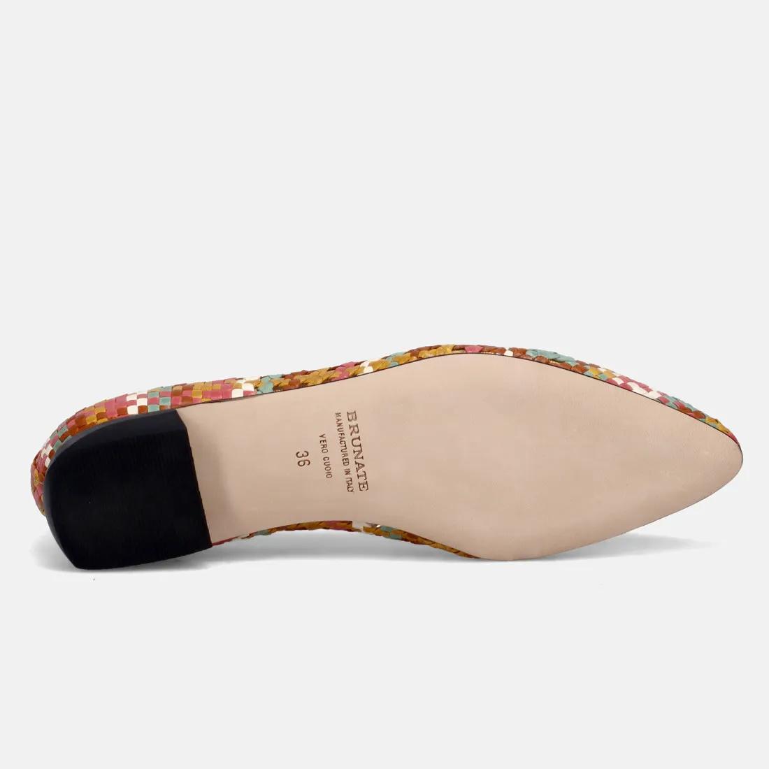 Slip on da donna Brunate in pelle intrecciata multicolor
