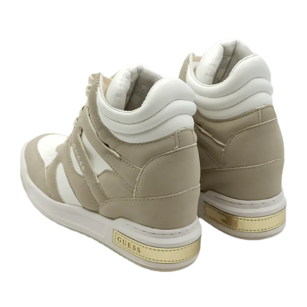 Sneaker donna con zeppa in pelle Guess FL8LISSMA12 WHITE CREAM