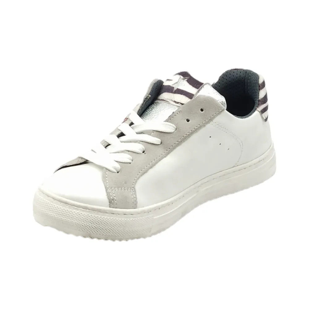 Sneaker donna in pelle con stella D.Scudieri 102D BIANCO/ICE/ZEBRA/FUXIA