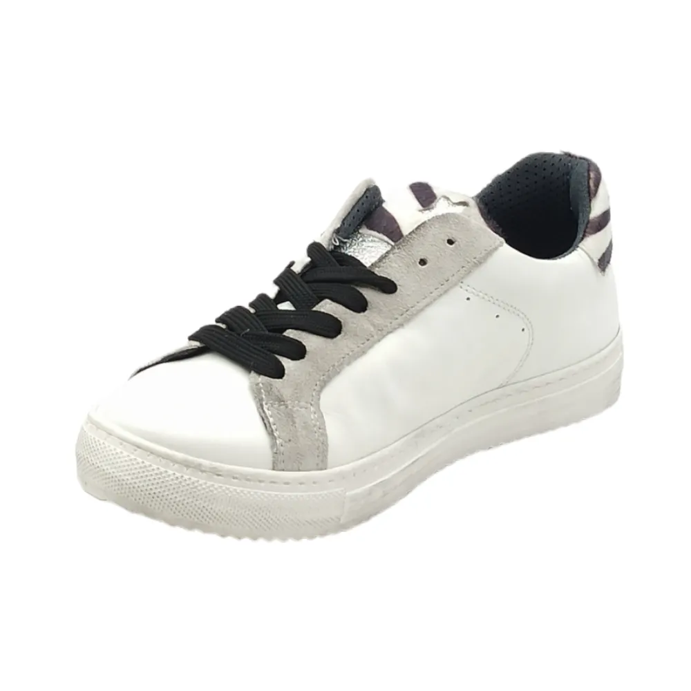 Sneaker donna in pelle D.Scudieri 102D BIANCO/ICE/ZEBRA/STELLA