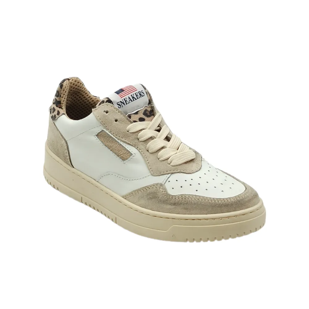 Sneaker donna in pelle D.Scudieri TRY DA SABBIA BIANCO
