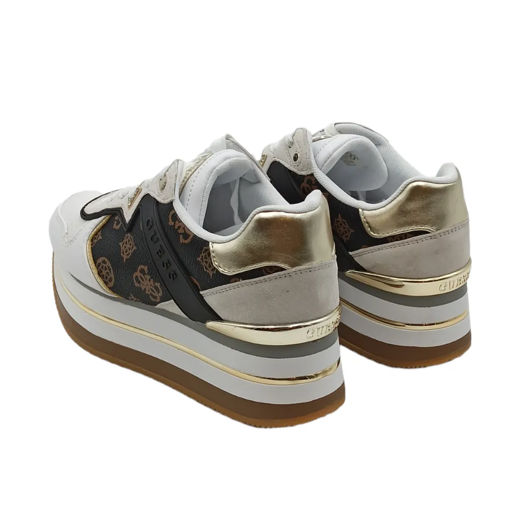 Sneaker donna in pelle platform Guess FL7HARFAL12 BRWHI
