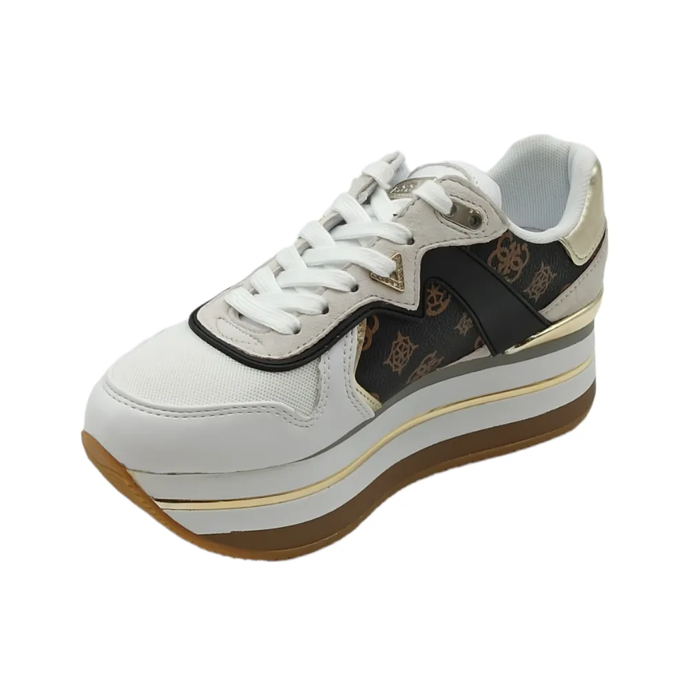 Sneaker donna in pelle platform Guess FL7HARFAL12 BRWHI