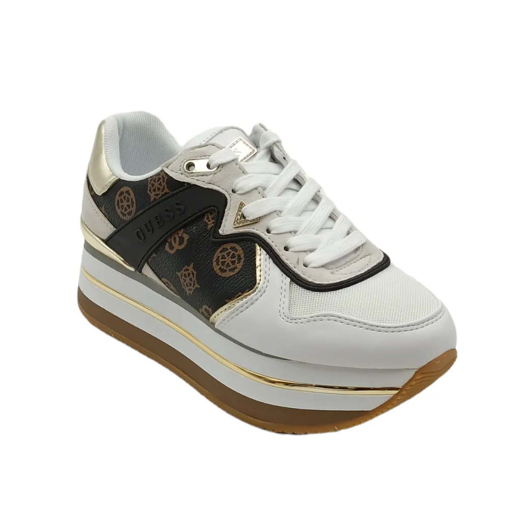 Sneaker donna in pelle platform Guess FL7HARFAL12 BRWHI
