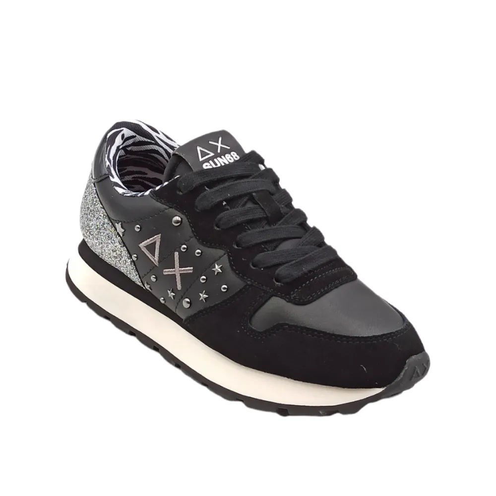 Sneaker donna in pelle SUN68 Z42206 NERO ALLY STUDS