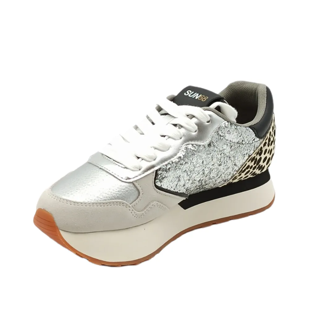 Sneaker donna in pelle Sun68 Z42215 ARGENTO KELLY ANIMAL