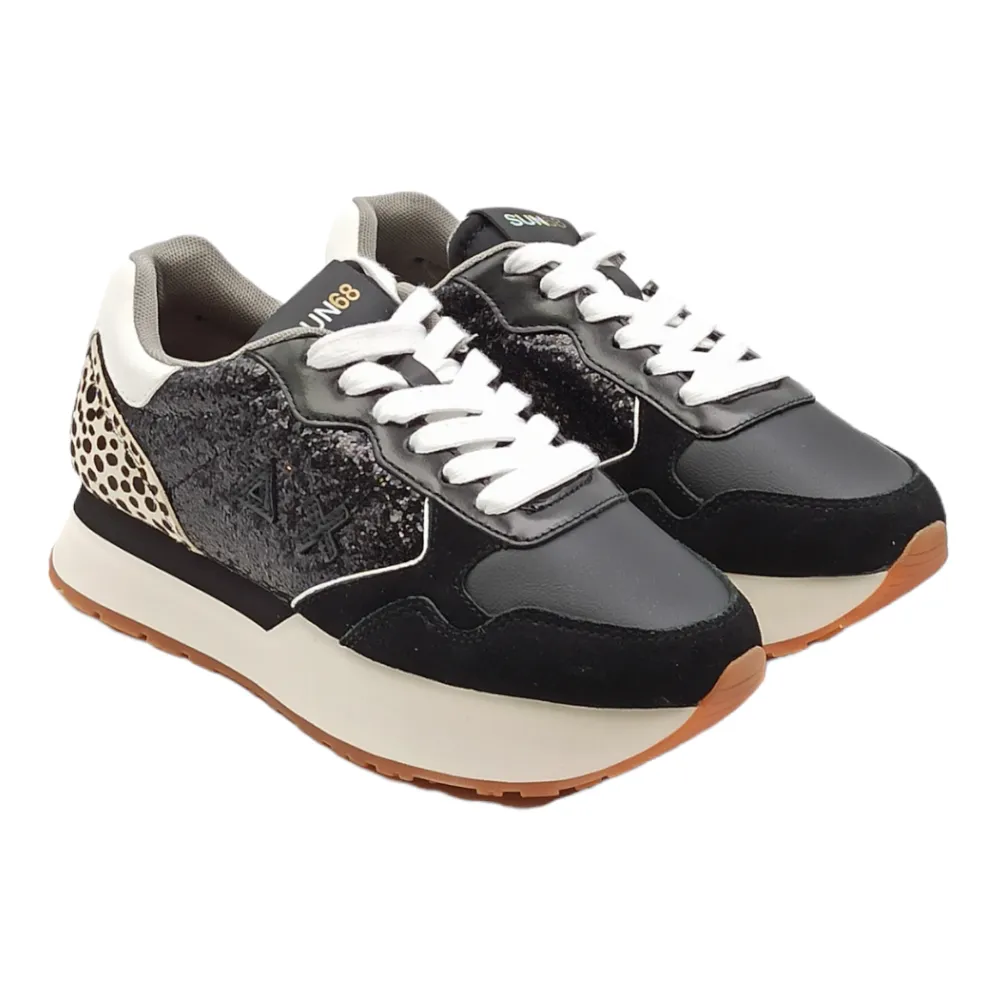 Sneaker donna in pelle SUN68 Z42215 NERO KELLY ANIMAL