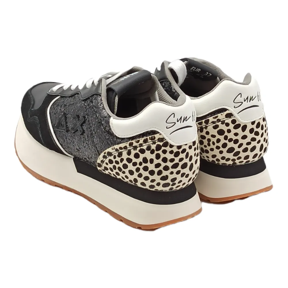 Sneaker donna in pelle SUN68 Z42215 NERO KELLY ANIMAL