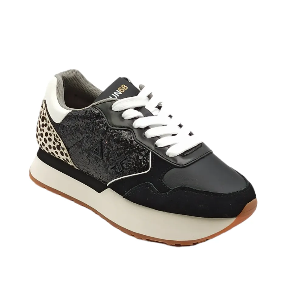 Sneaker donna in pelle SUN68 Z42215 NERO KELLY ANIMAL