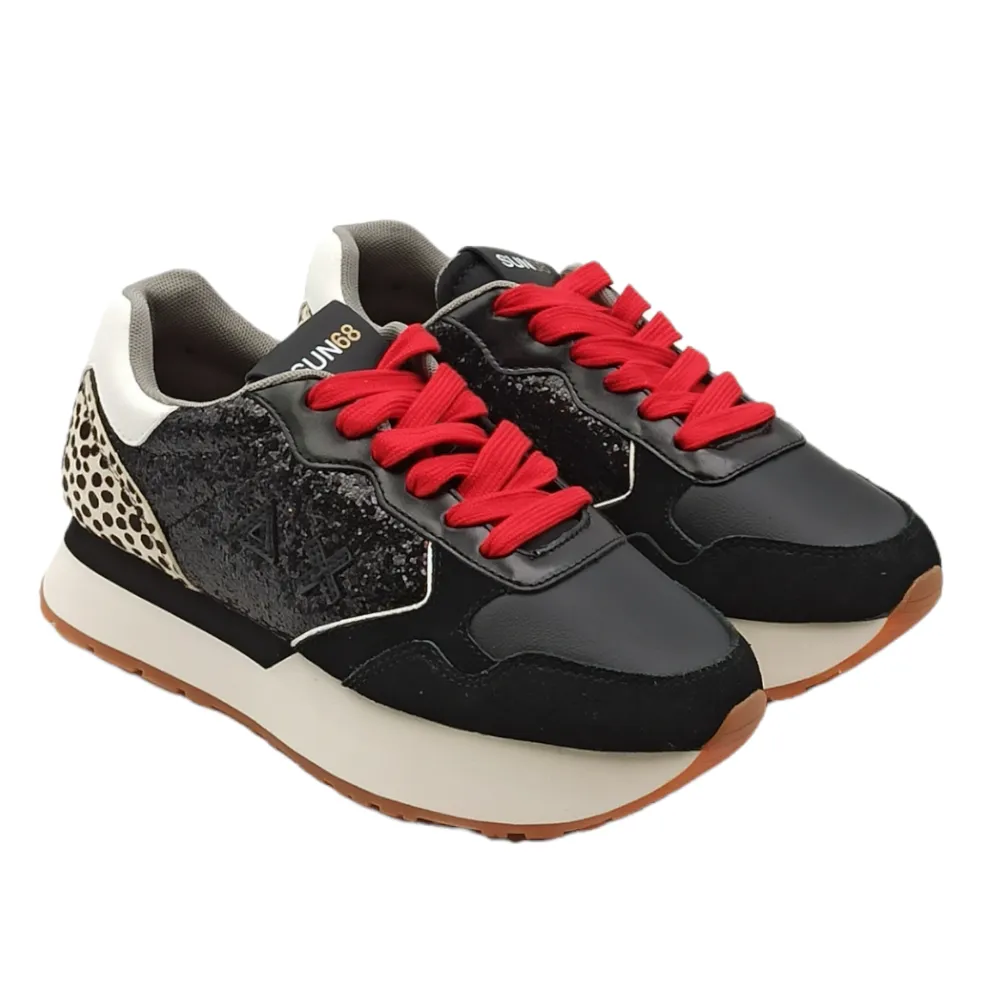 Sneaker donna in pelle SUN68 Z42215 NERO KELLY ANIMAL